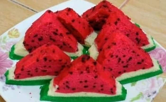 bolu semangka 1 Kue Bolu Semangka Super Cantik Dan Lembut