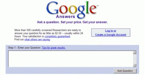 google answers 0000 7 Produk Google Yang Gagal Bersinar Di Pasaran