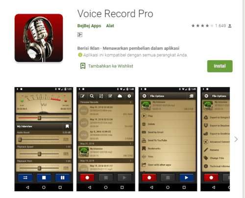 voice record pro 5 Aplikasi Buat Edit Suara Di HP, Dijamin Mudah!